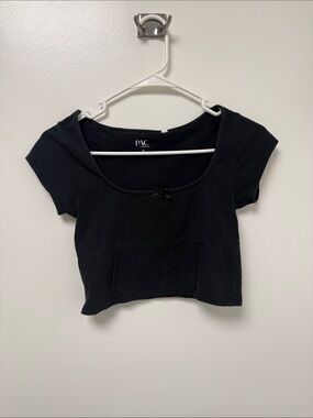 PacSun Black Short-Sleeve Scoop Neck Crop Top